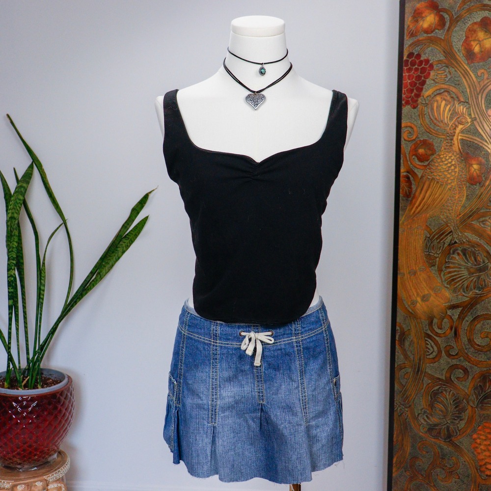 Pink Victoria's Secret Black Sweetheart Tank Top XXL Handkerchief Hem